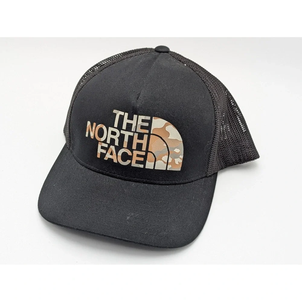 The North Face Hat‎  Black Camo Logo Trucker Snapback Flexfit 110 Cap